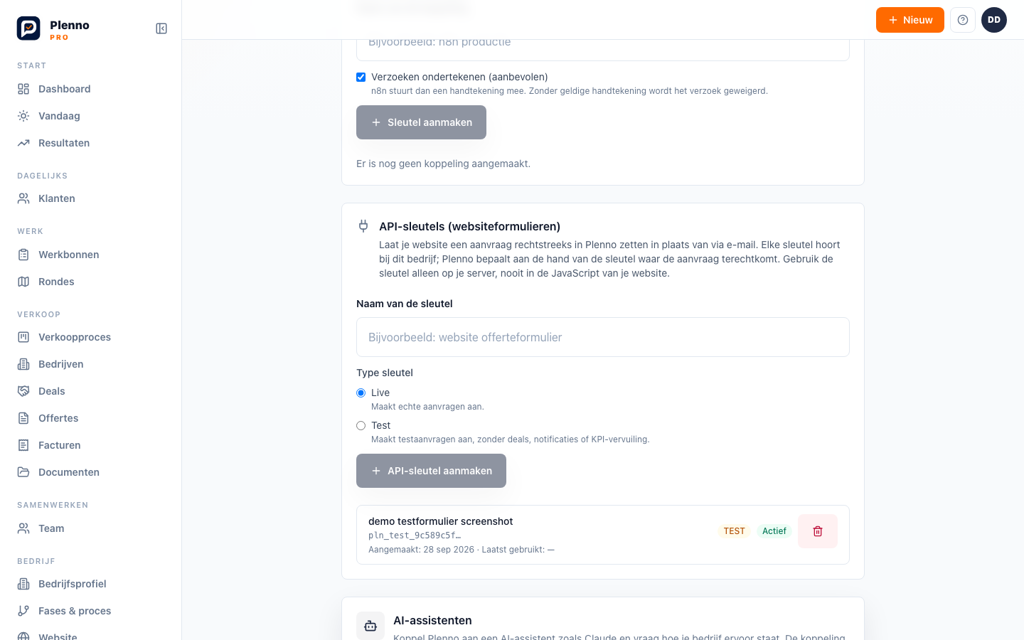 Een veilige afgekorte Test-API-sleutel voor websiteformulieren