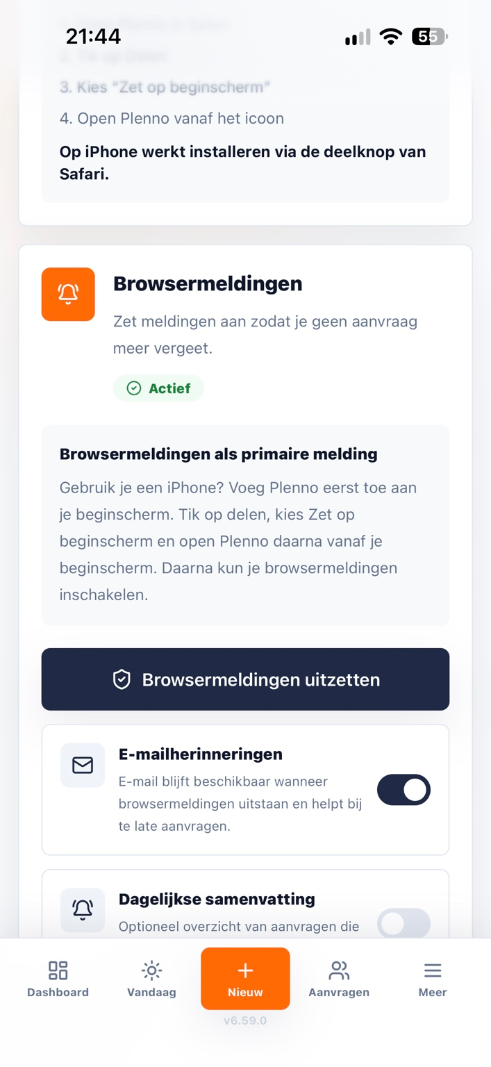 Actieve browsermeldingen op een iPhone